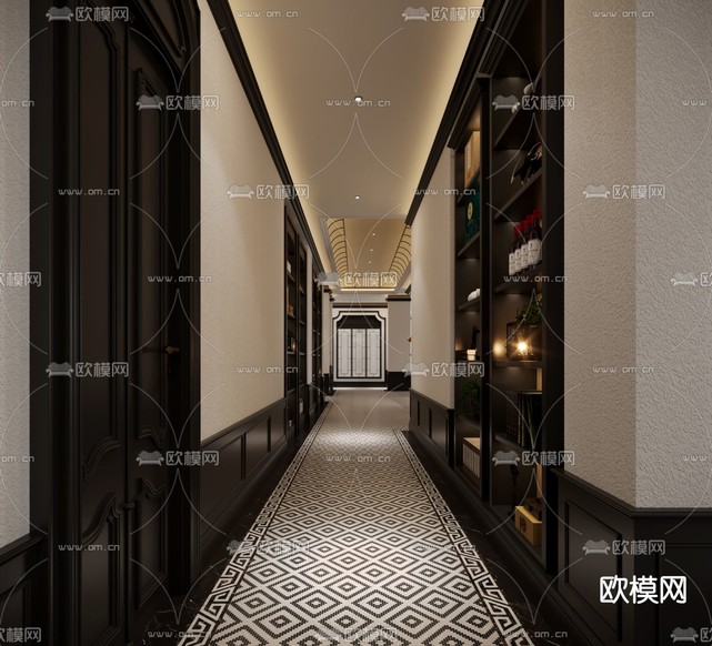 美式会所 茶楼3d模型下载(渲染图2)