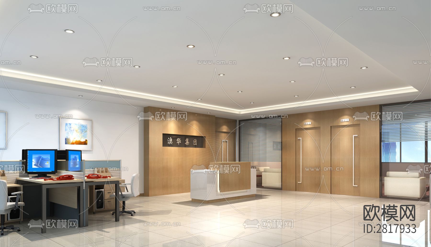 办公楼cad施工图下载（渲染图6）