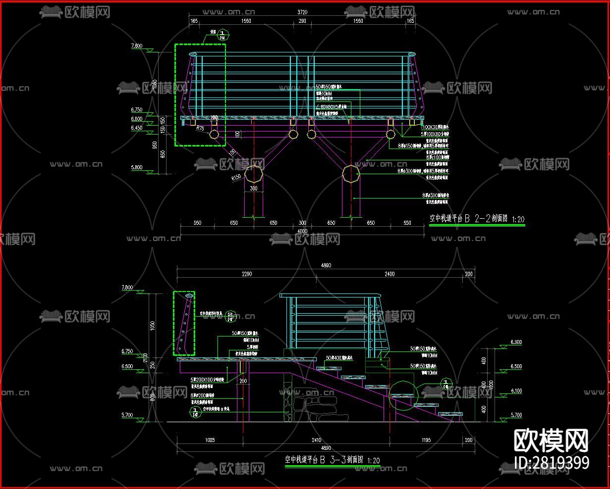 空中木栈道cad大样图下载（渲染图9）