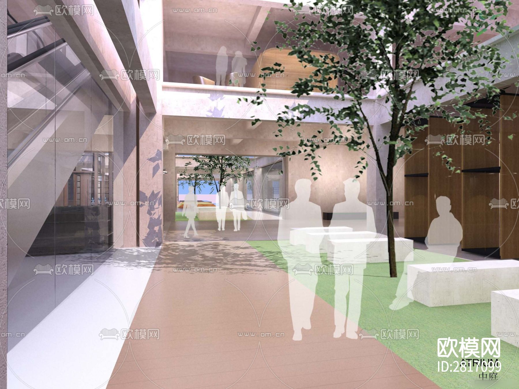 办公楼cad施工图下载（渲染图2）