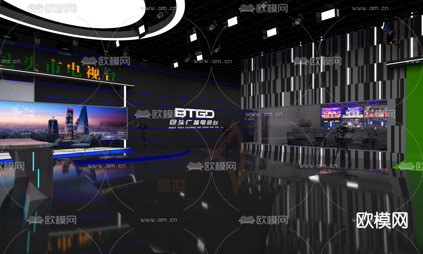 演播室 演播厅 直播 导播室 录播间3d模型下载（渲染图4）