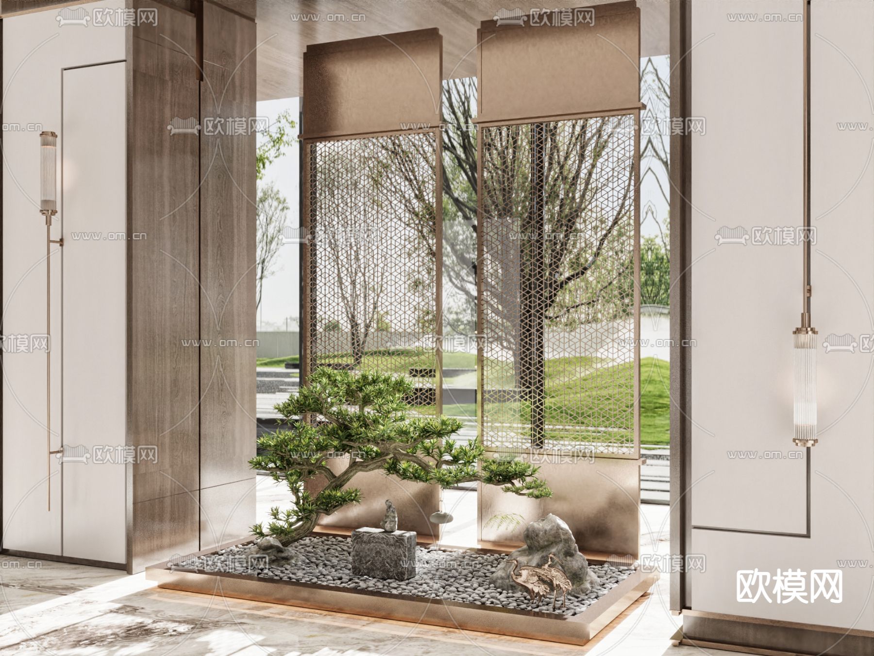 景观小品 松树造景3d模型下载