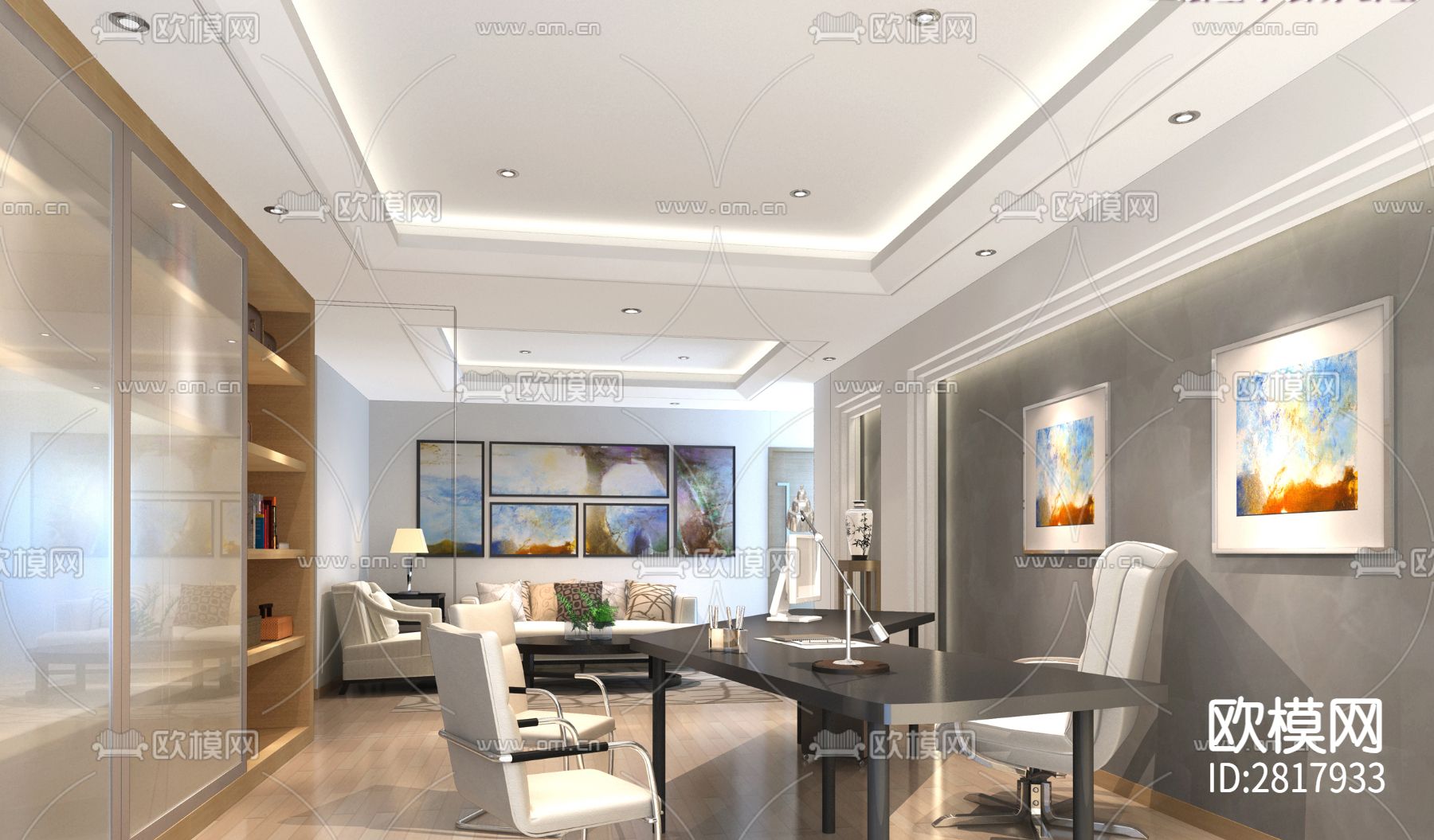 办公楼cad施工图下载（渲染图2）