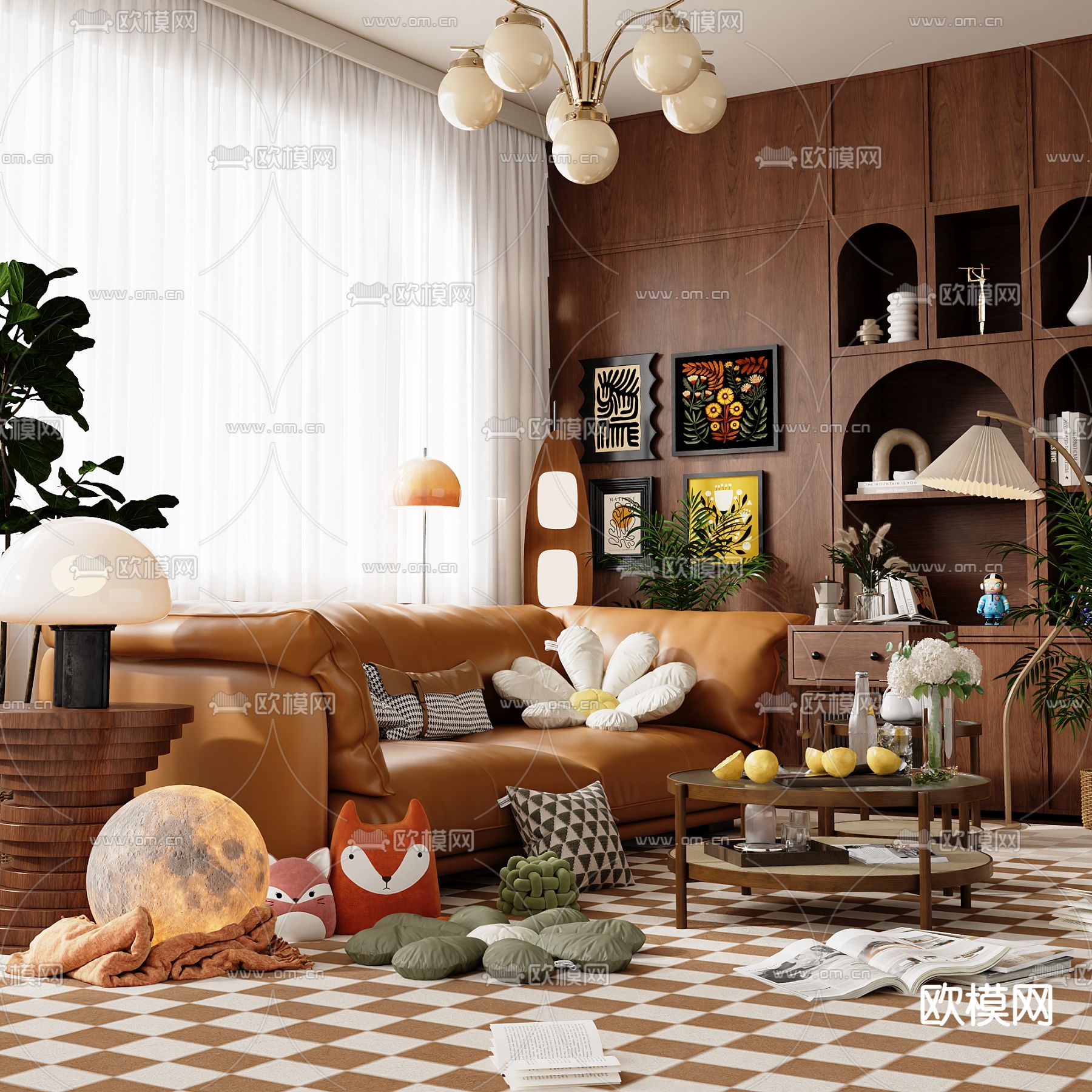 北欧组合沙发3d模型下载（渲染图2）