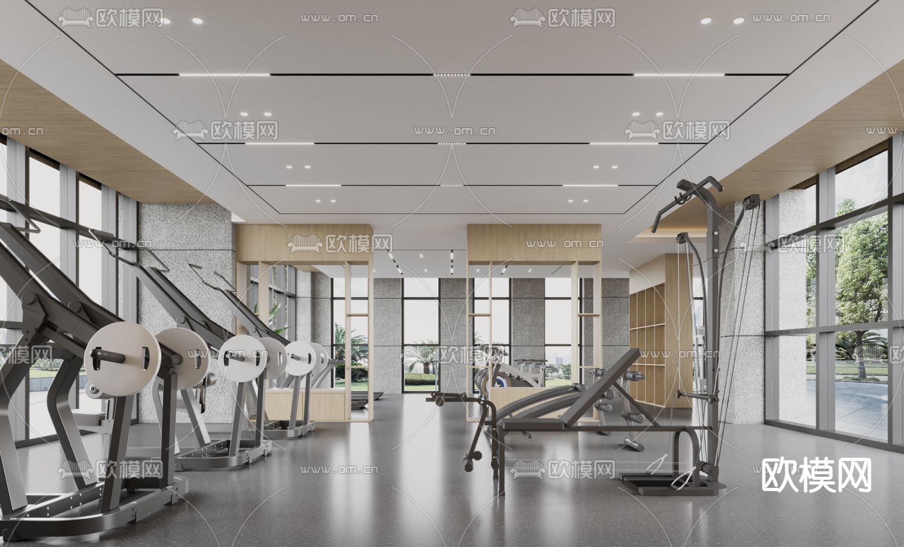 现代健身房3d模型下载（渲染图2）