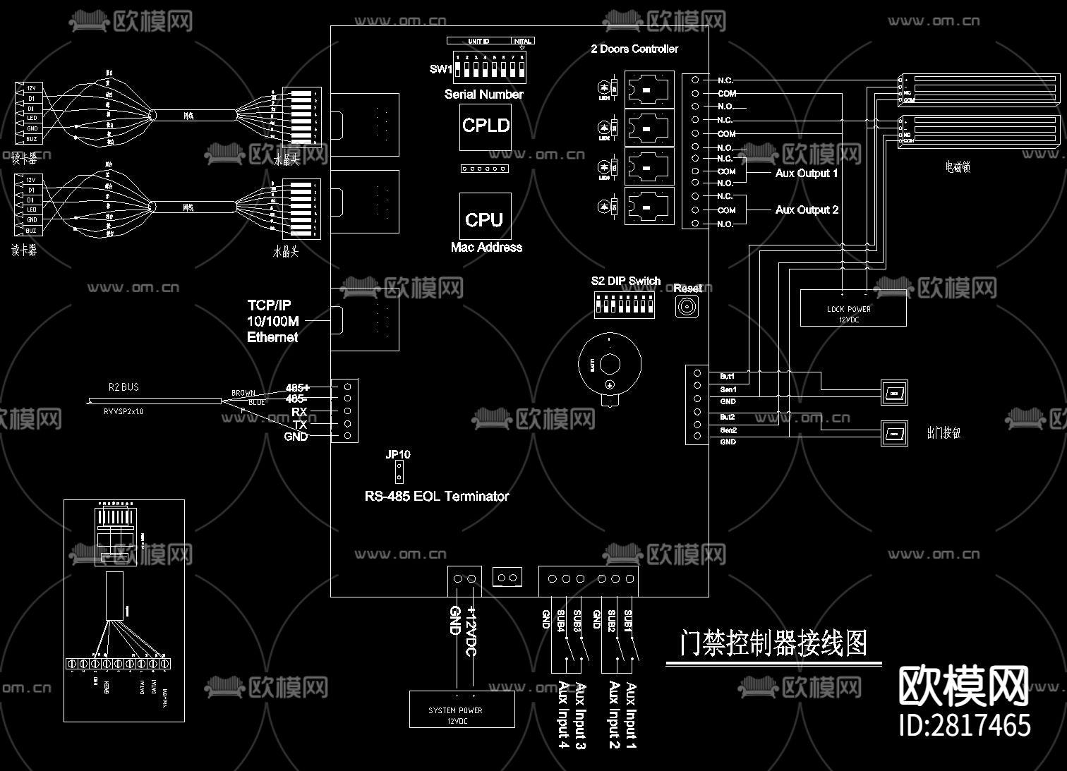 门禁系统cad电路图下载（渲染图5）