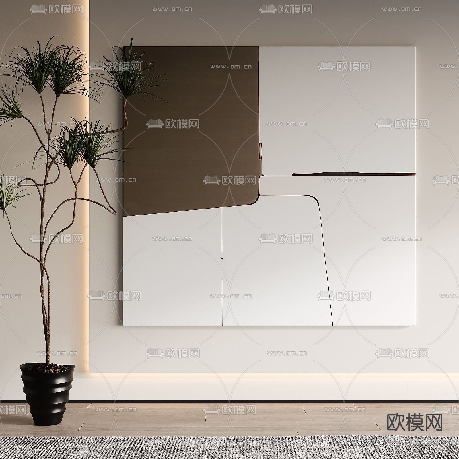 侘寂风装饰画su模型下载（渲染图1）