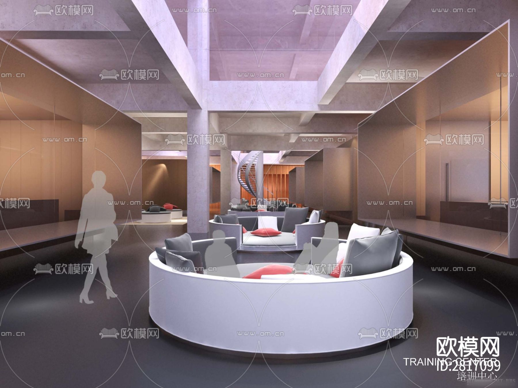 办公楼cad施工图下载（渲染图4）