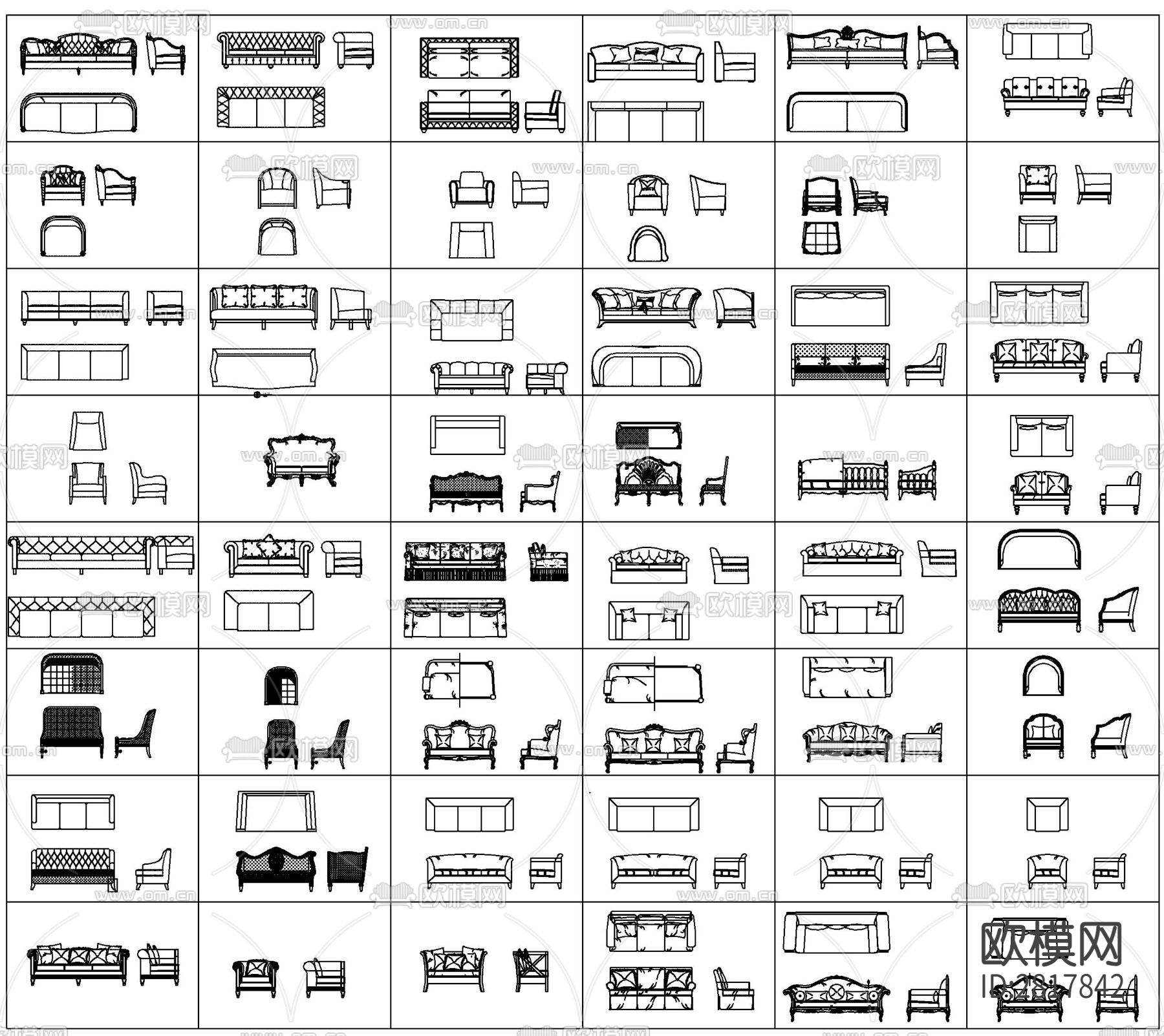 沙发cad图块下载（渲染图6）