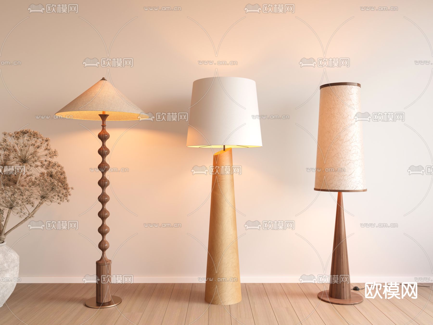 侘寂落地灯3d模型下载
