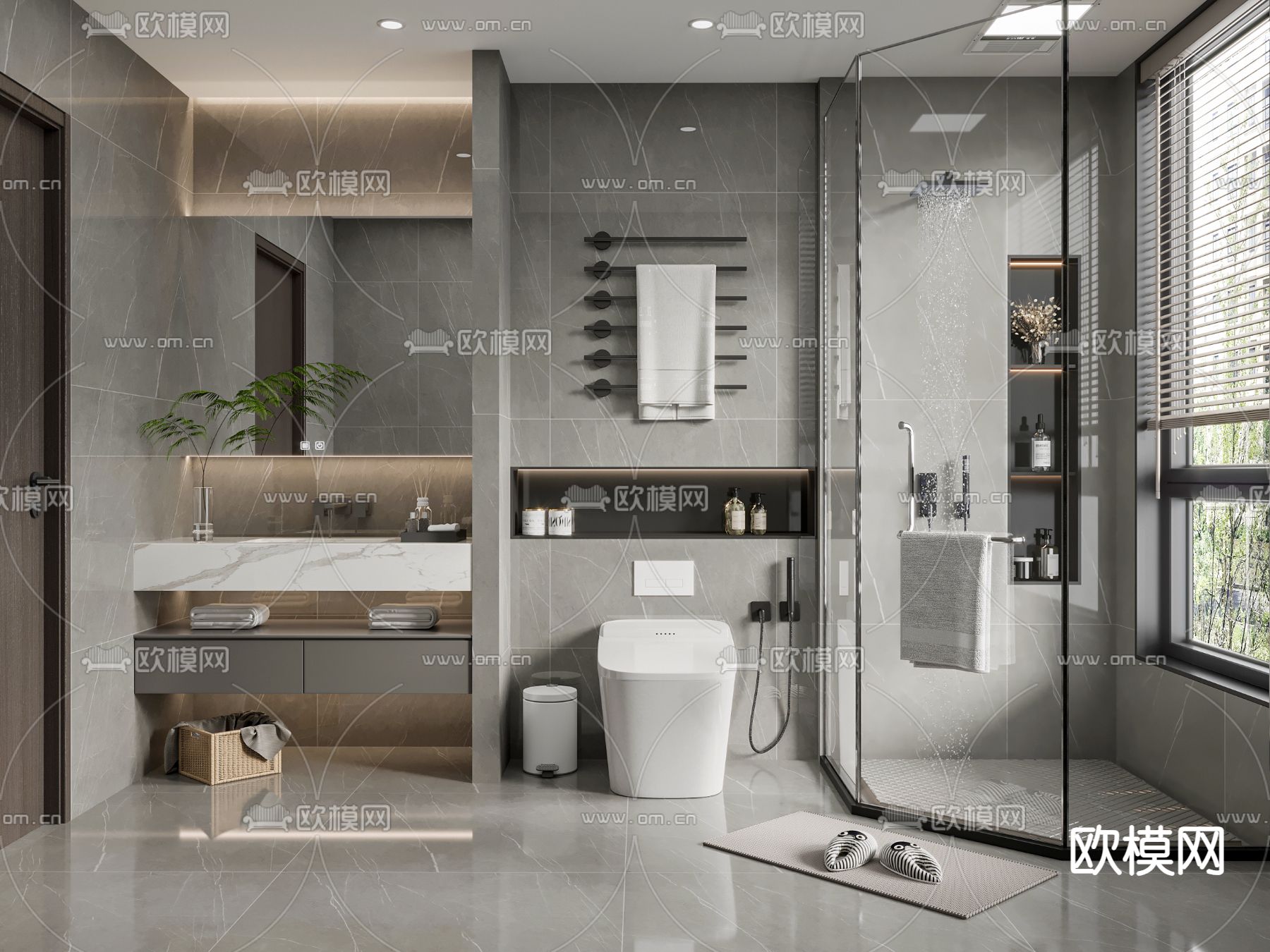 现代卫生间 浴室 洗手间3d模型下载