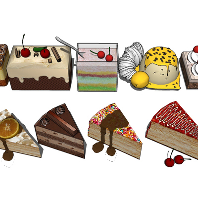  切块蛋糕 点心美食su模型 