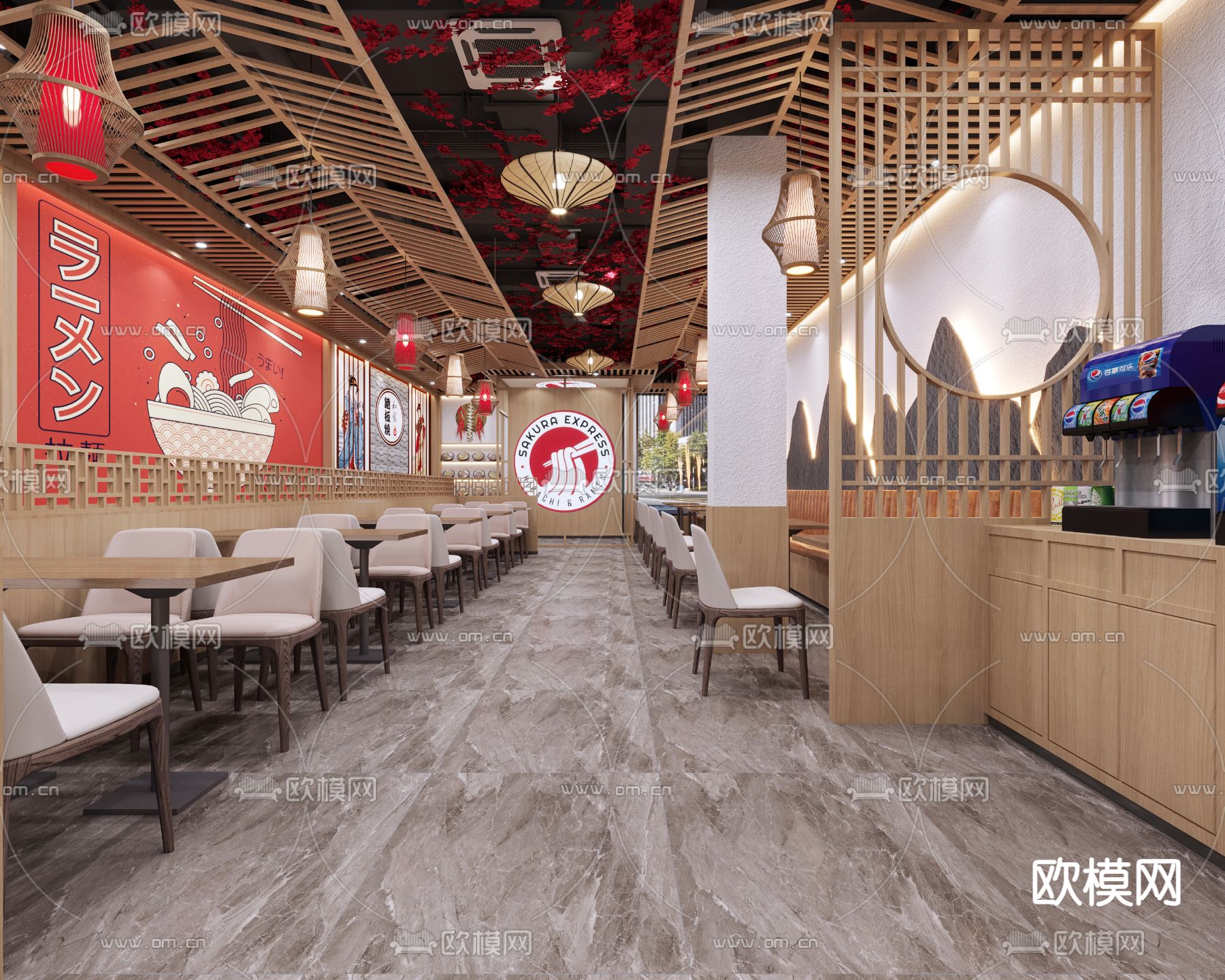 新中式面馆3d模型下载（渲染图2）