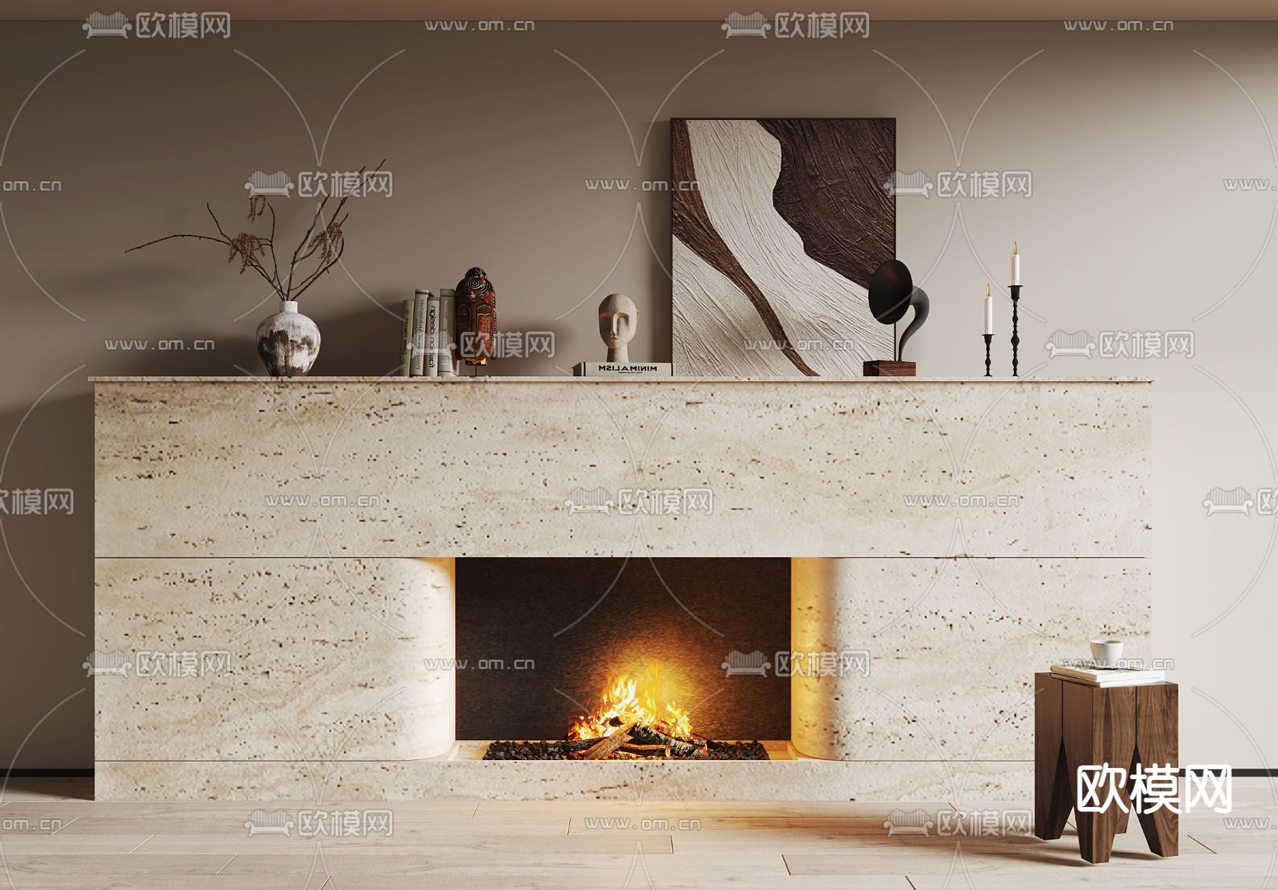 侘寂壁炉3d模型下载