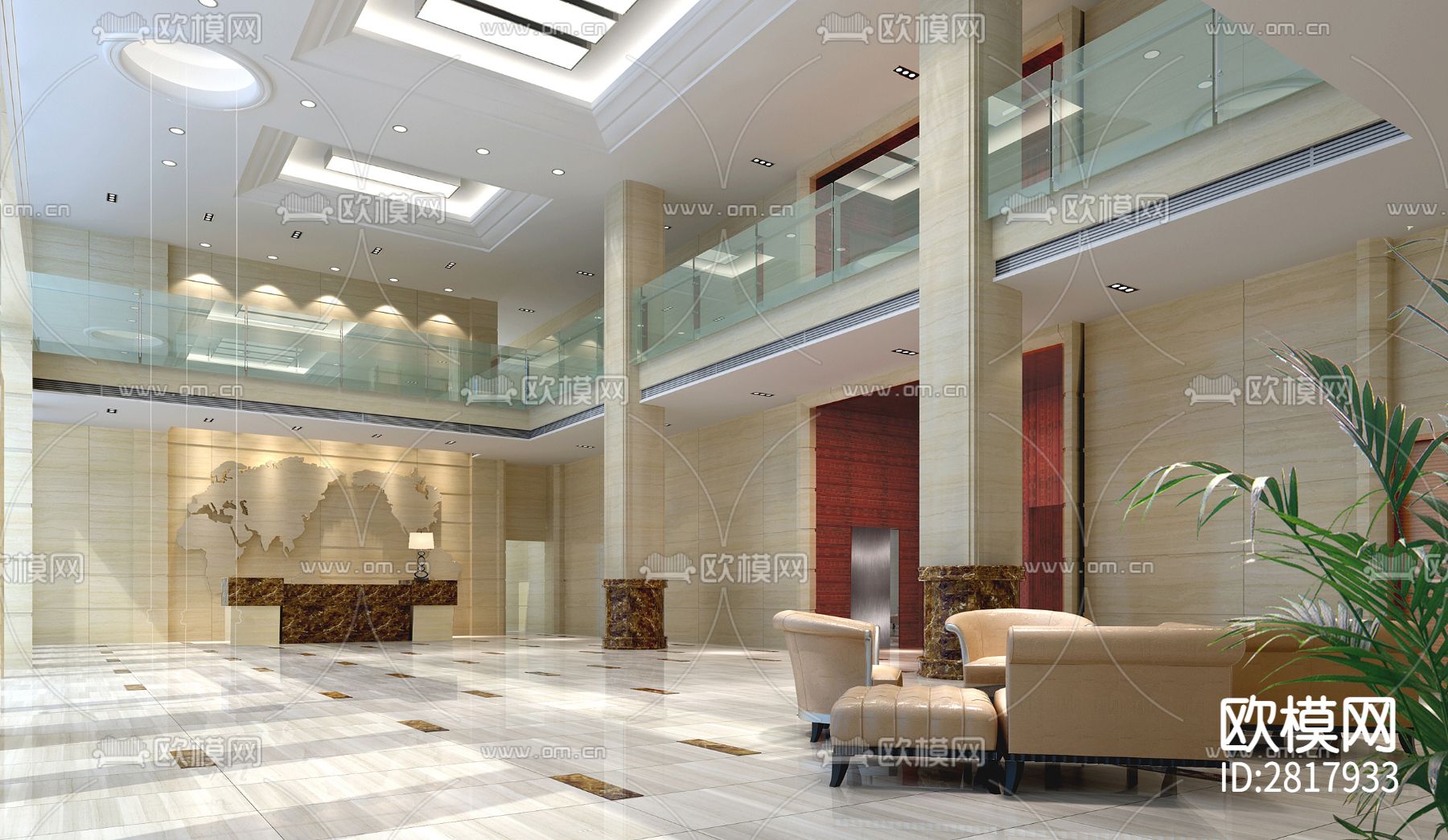 办公楼cad施工图下载（渲染图3）