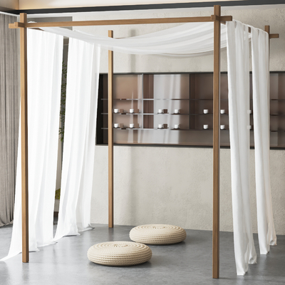  新中式打坐室su模型 