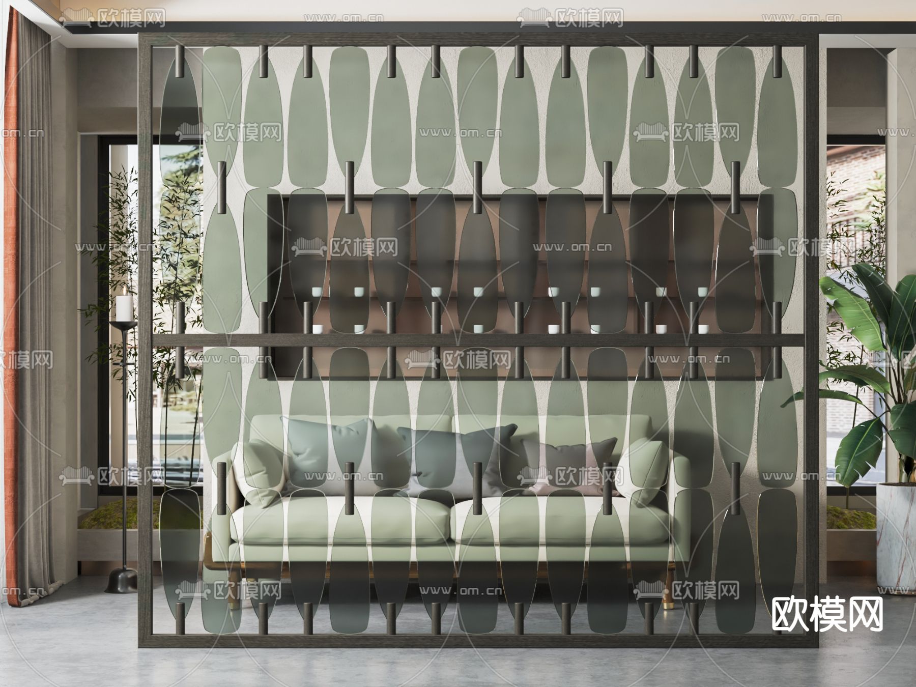现代隔断屏风su模型下载（渲染图1）
