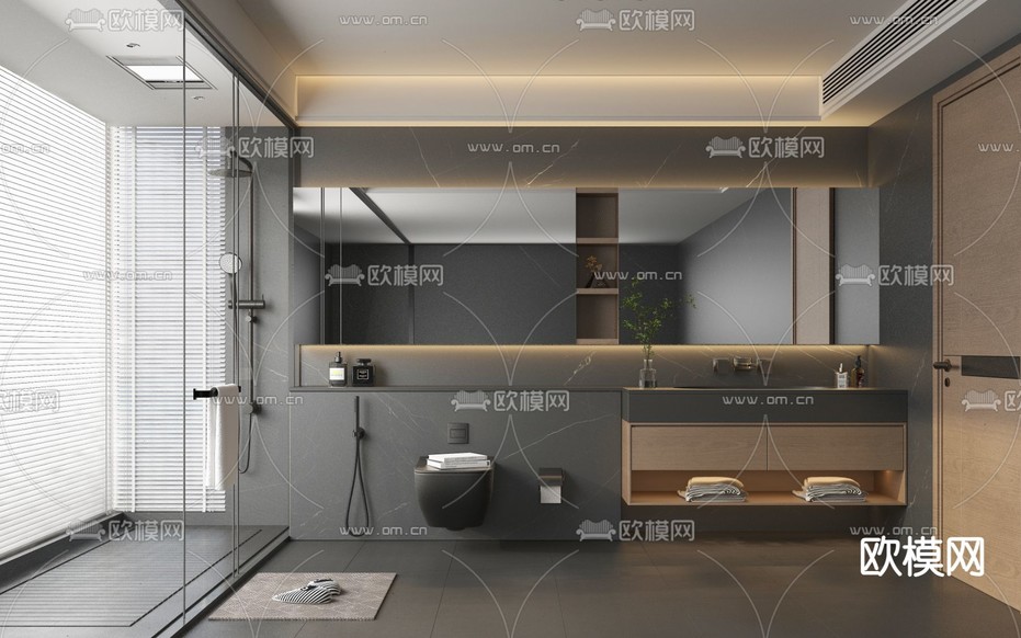 暗黑风卫生间 浴室3d模型下载