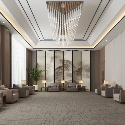  现代接待室 会议室su模型 