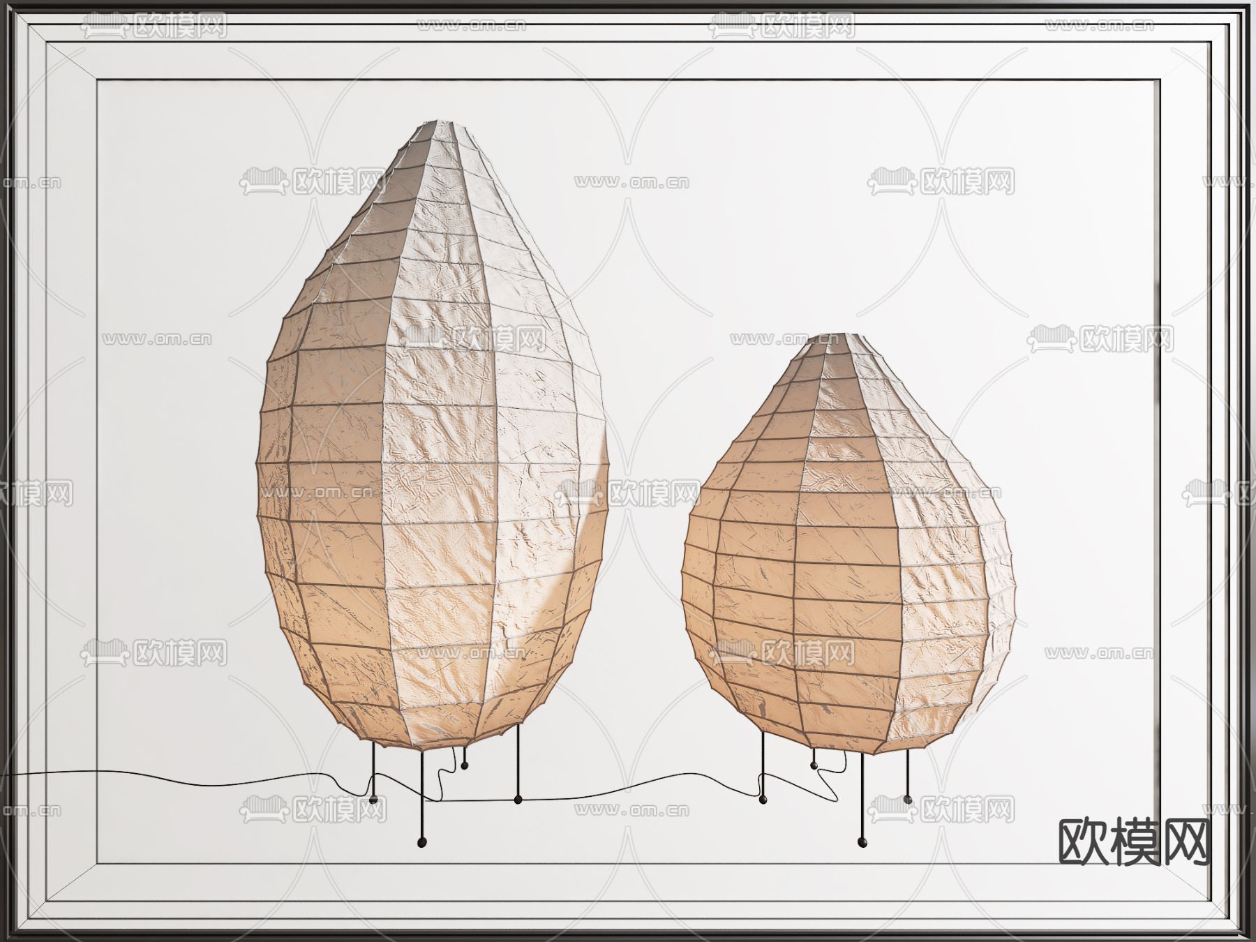 侘寂落地灯 纸扎落地灯3d模型下载