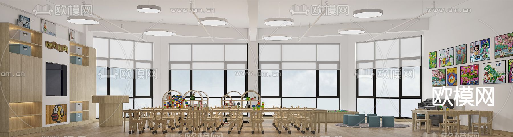 现代幼儿园 教室3d模型下载（渲染图2）