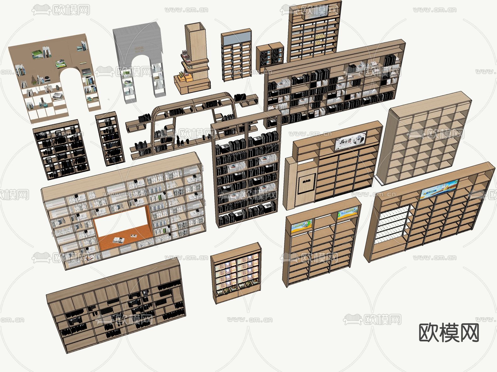 图书馆书柜 书籍书架su模型