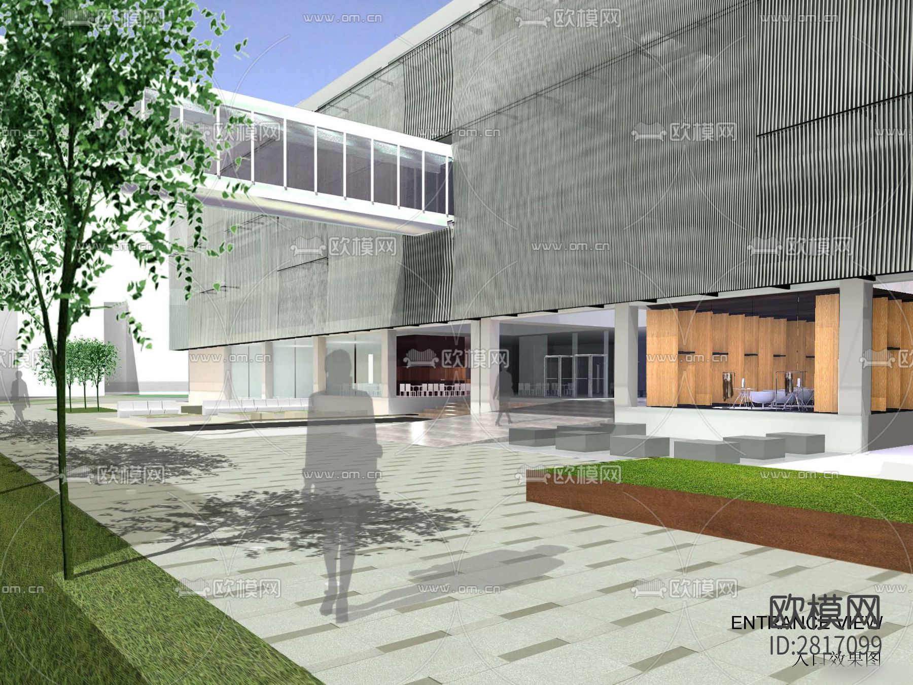 办公楼cad施工图下载（渲染图7）