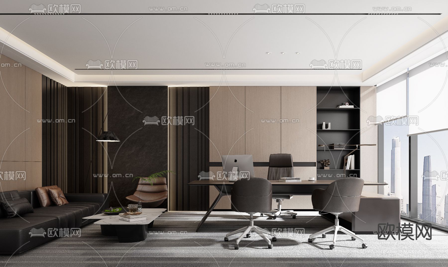 总经理室 董事长室3d模型下载（渲染图1）
