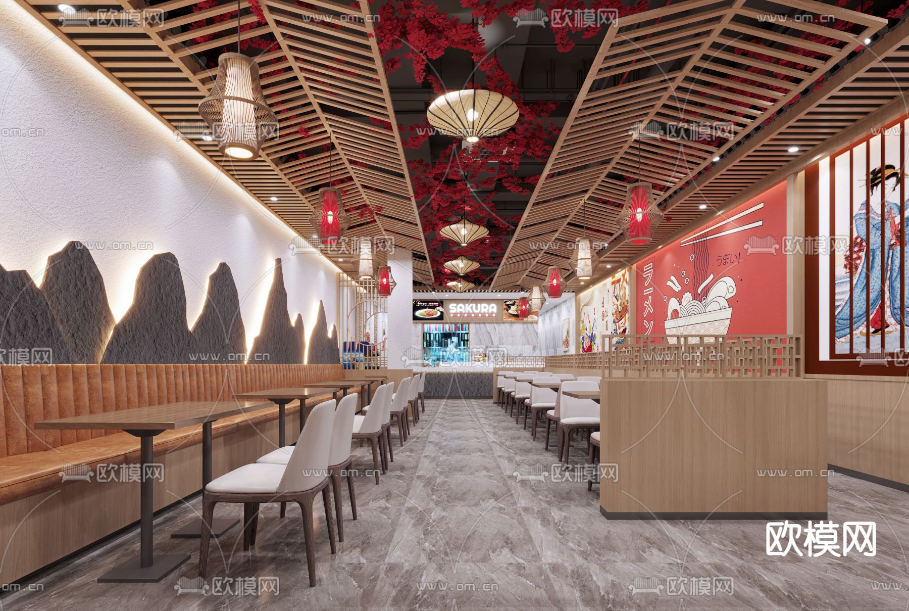新中式面馆3d模型下载（渲染图3）