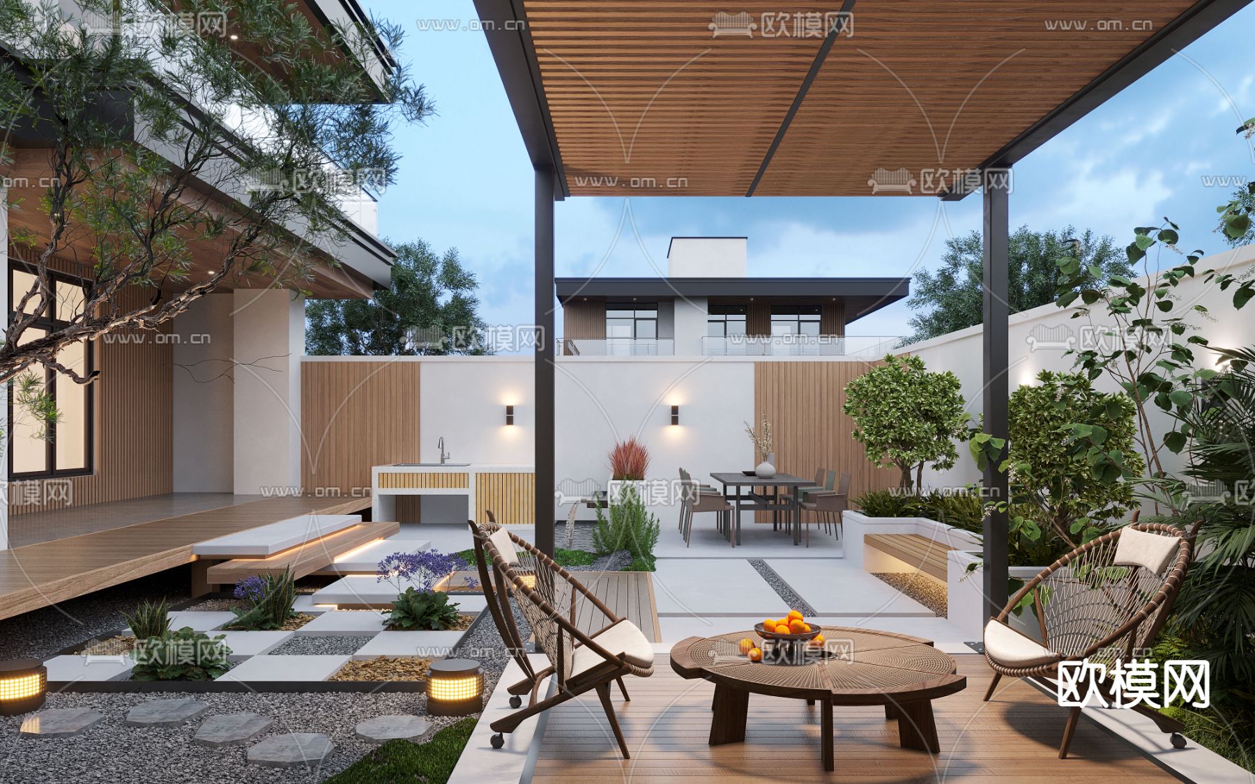 庭院景观 花园 露台3d模型下载（渲染图1）