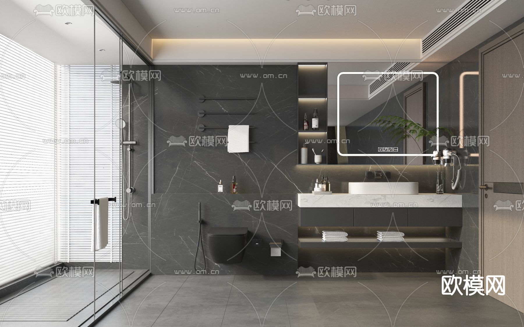 暗黑风卫生间 浴室3d模型下载