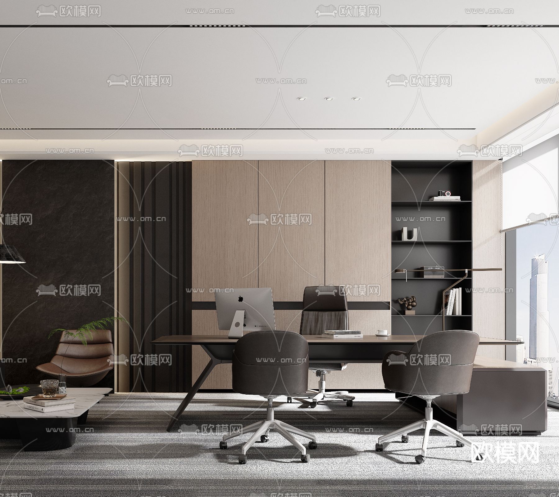 总经理室 董事长室3d模型下载（渲染图3）