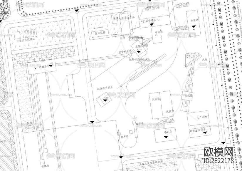 某煤礦廠區(qū)cad施工圖下載(渲染圖1)