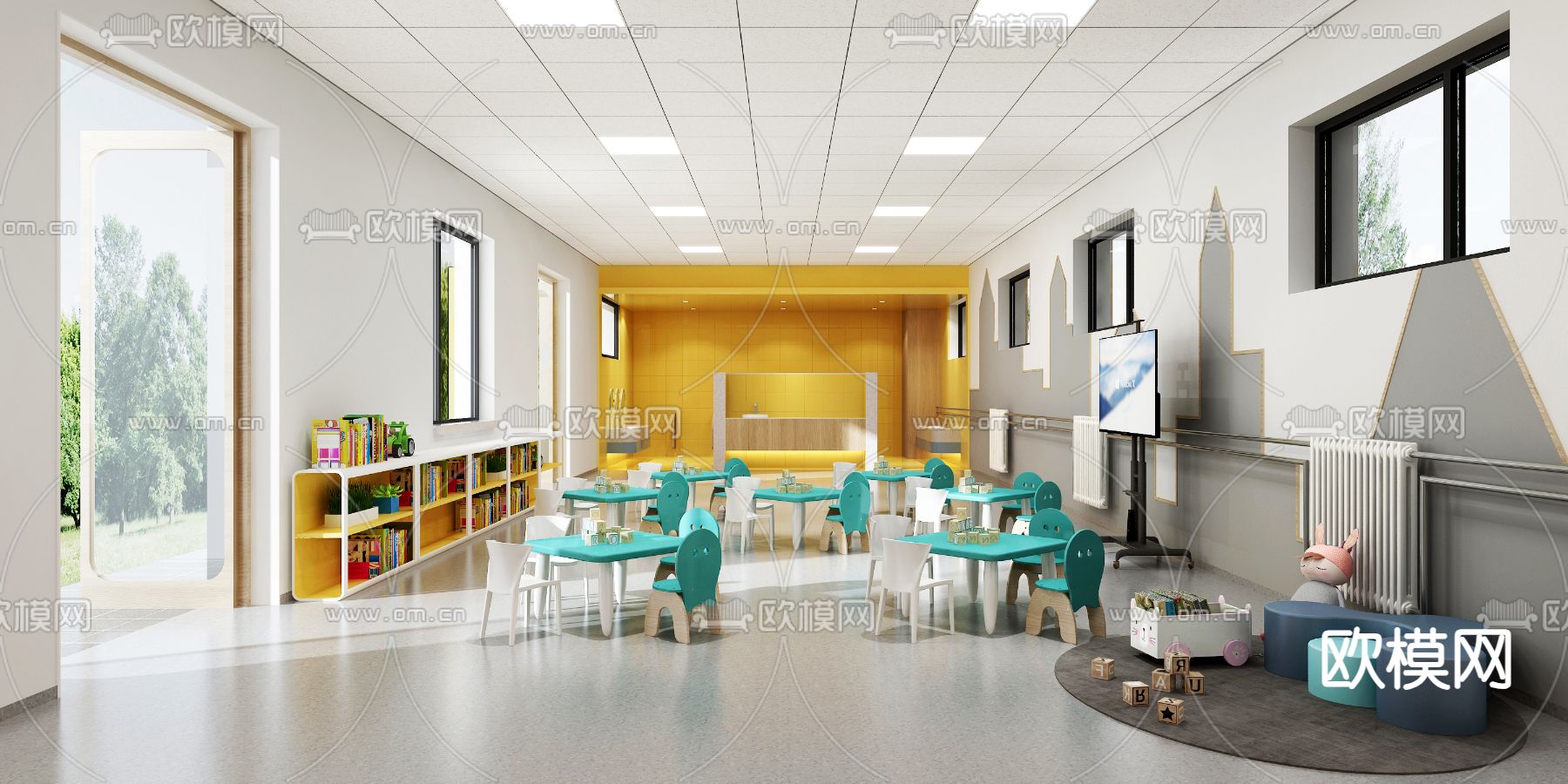 现代幼儿园 教室3d模型下载