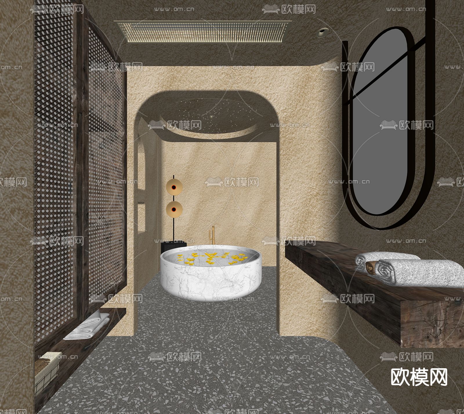 侘寂风浴室su模型下载（渲染图2）