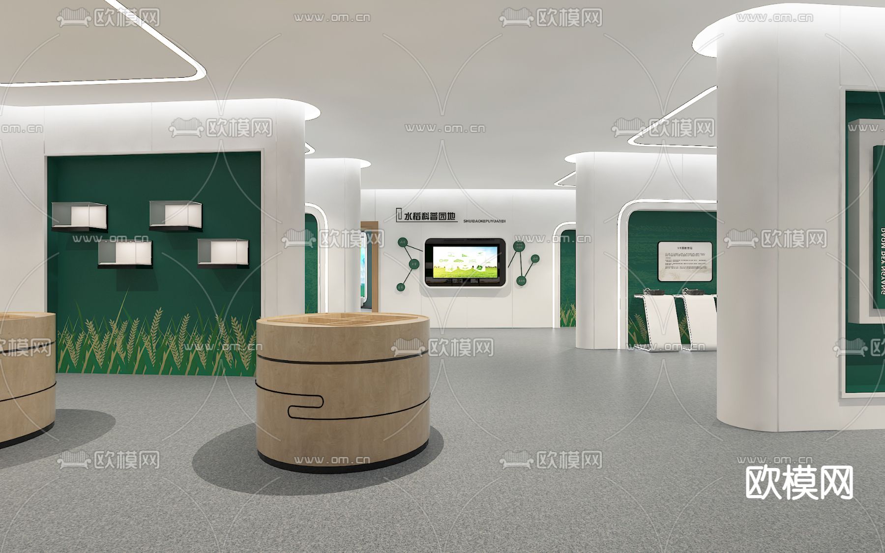 新中式稻米文化馆3d模型下载（渲染图6）