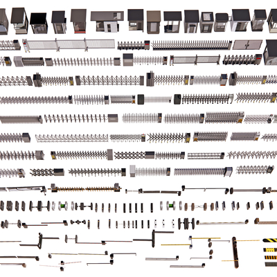 伸缩门 道闸 摆闸 折叠门su模型