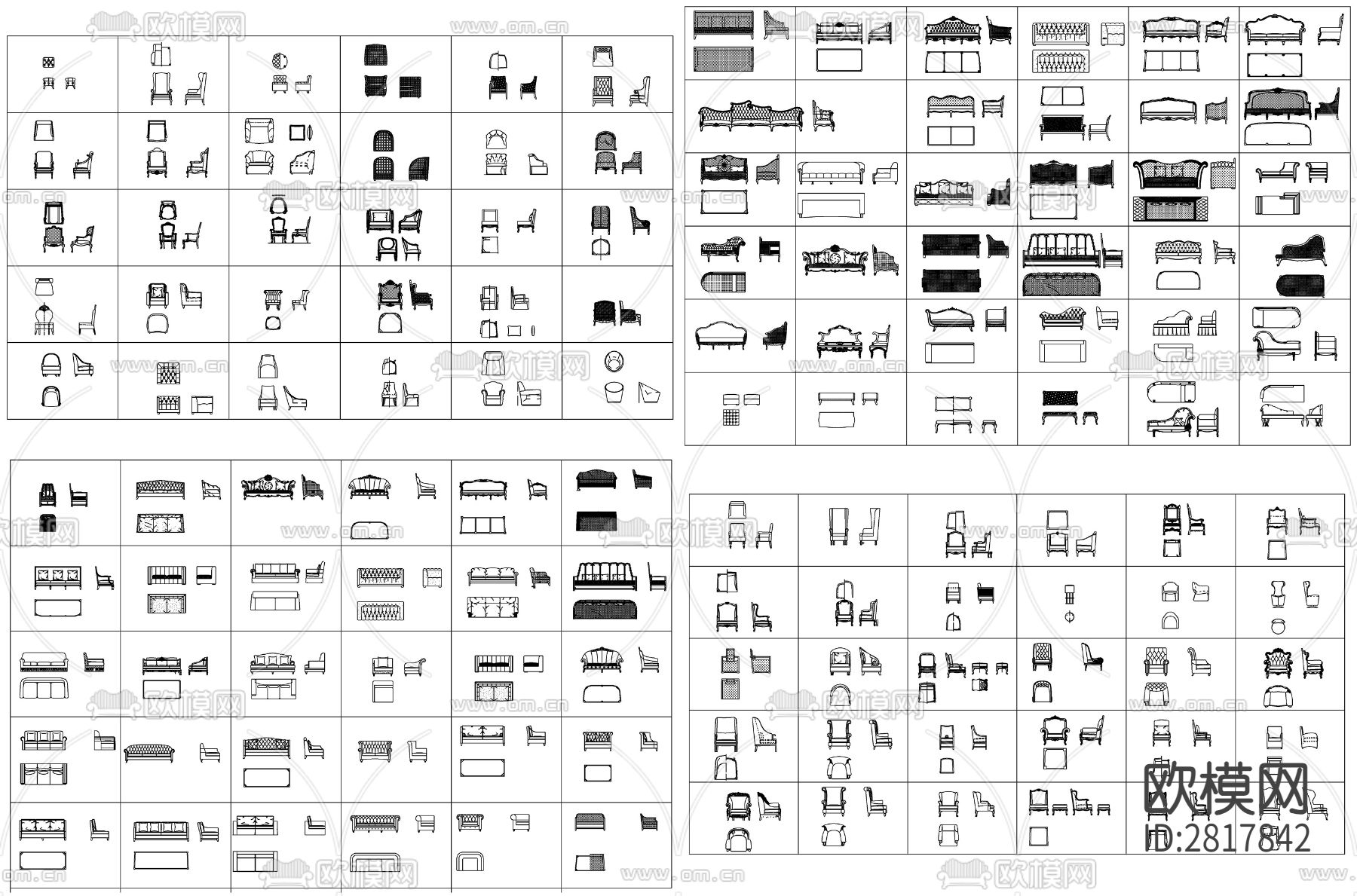 沙发cad图块下载（渲染图5）