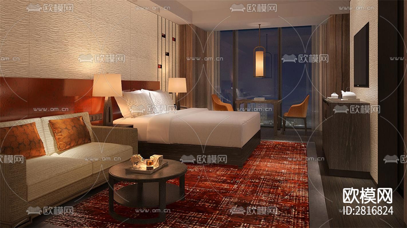 华中首家长沙君悦酒店cad施工图下载（渲染图2）