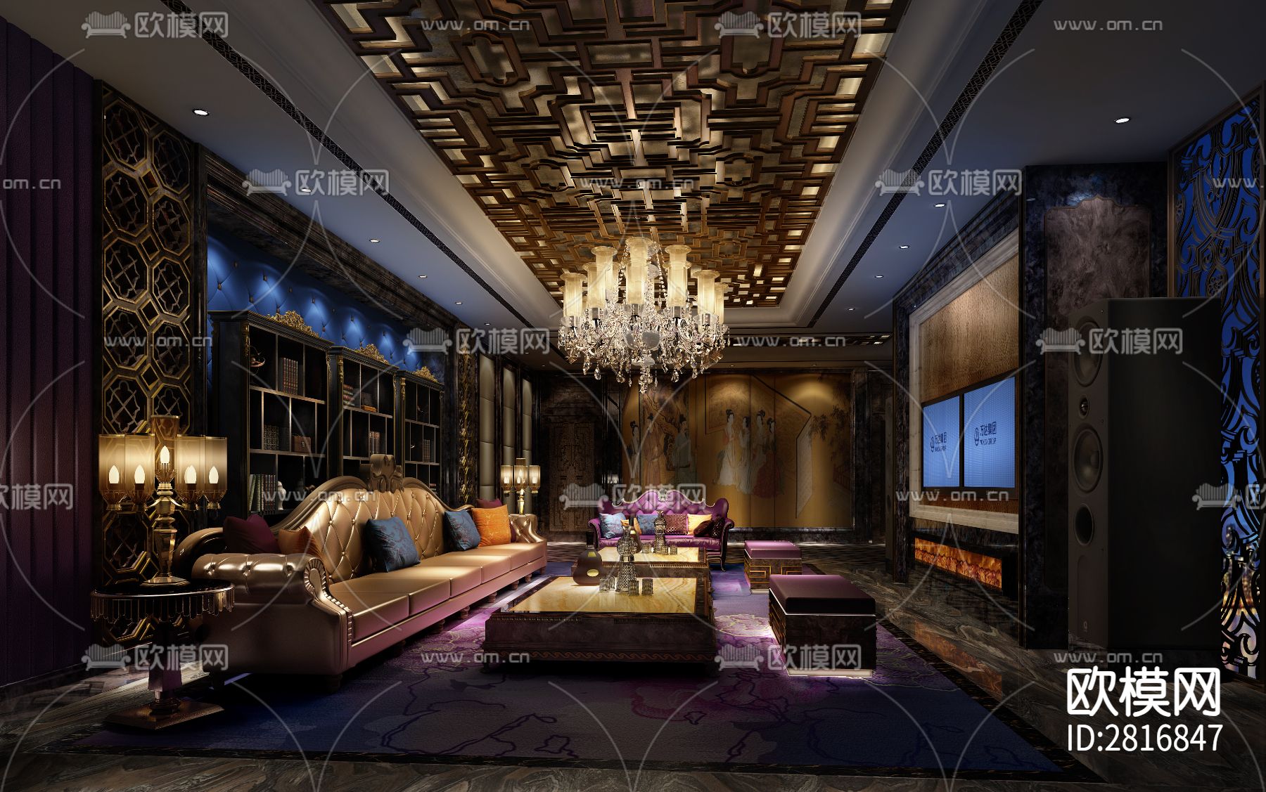 昆明万达文华酒店cad施工图下载（渲染图4）