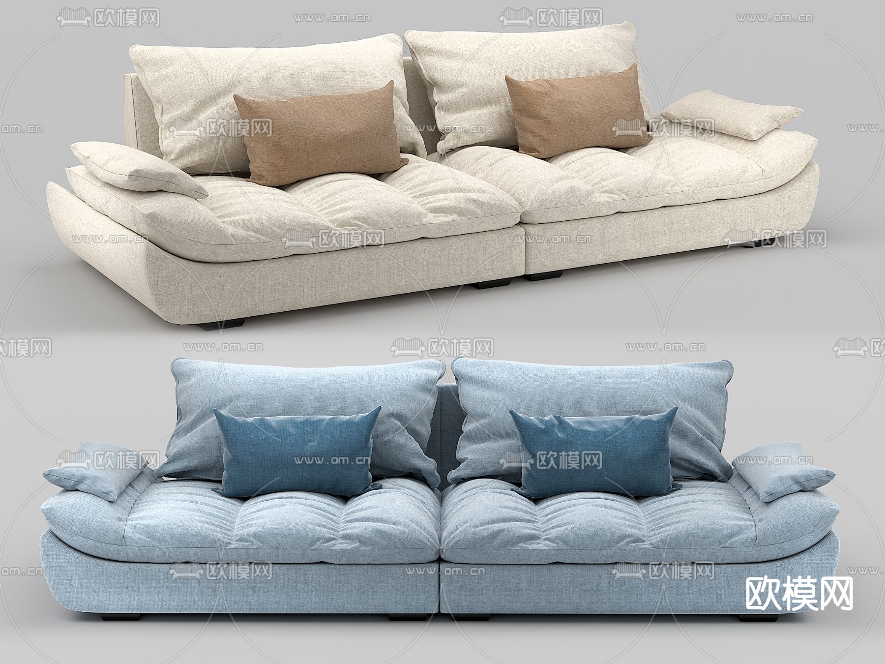 软体沙发 多人沙发3d模型下载