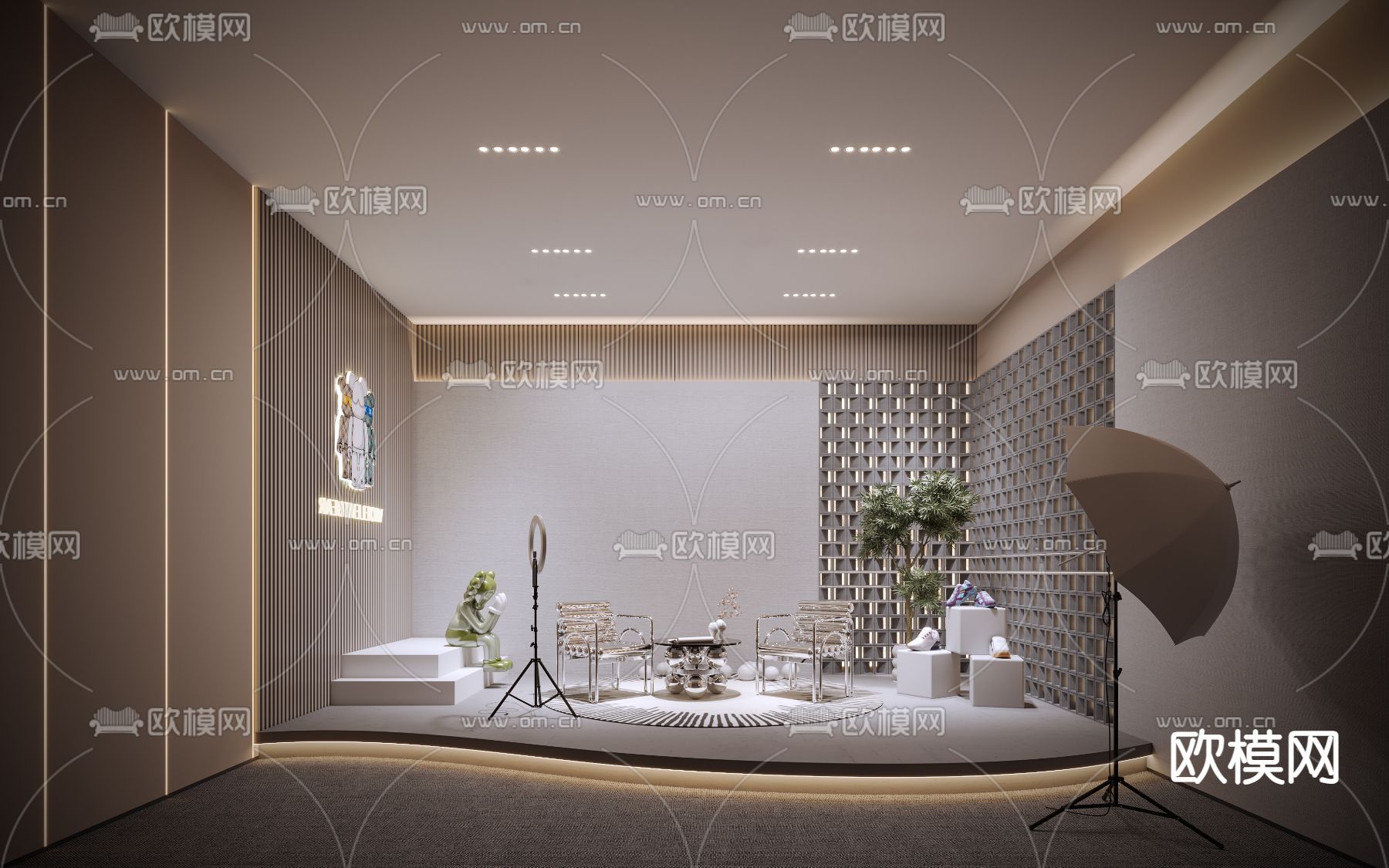 网红直播间3d模型下载