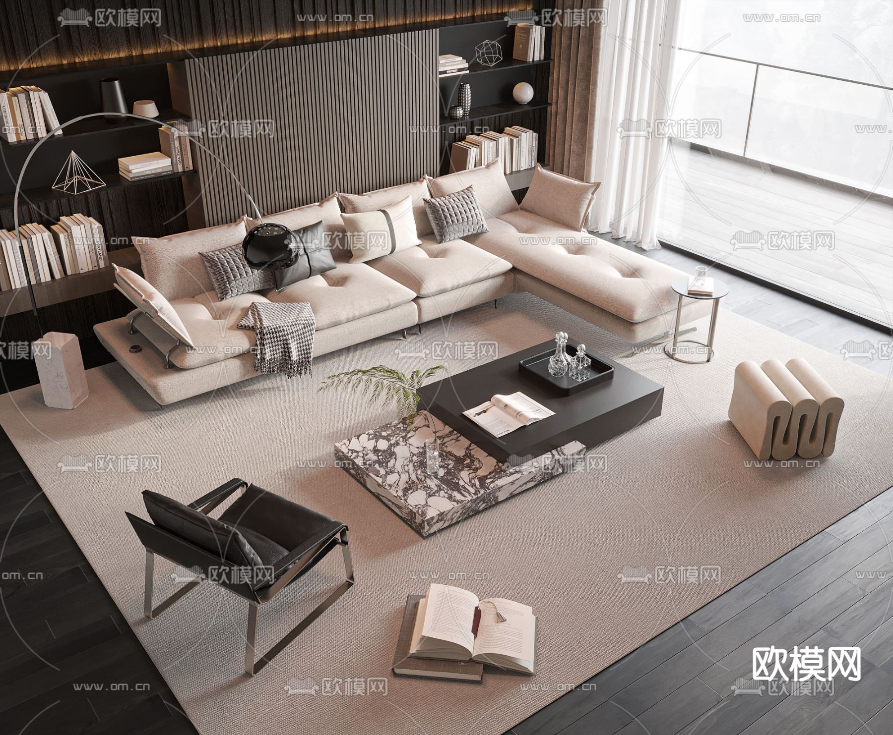 现代组合沙发3d模型下载