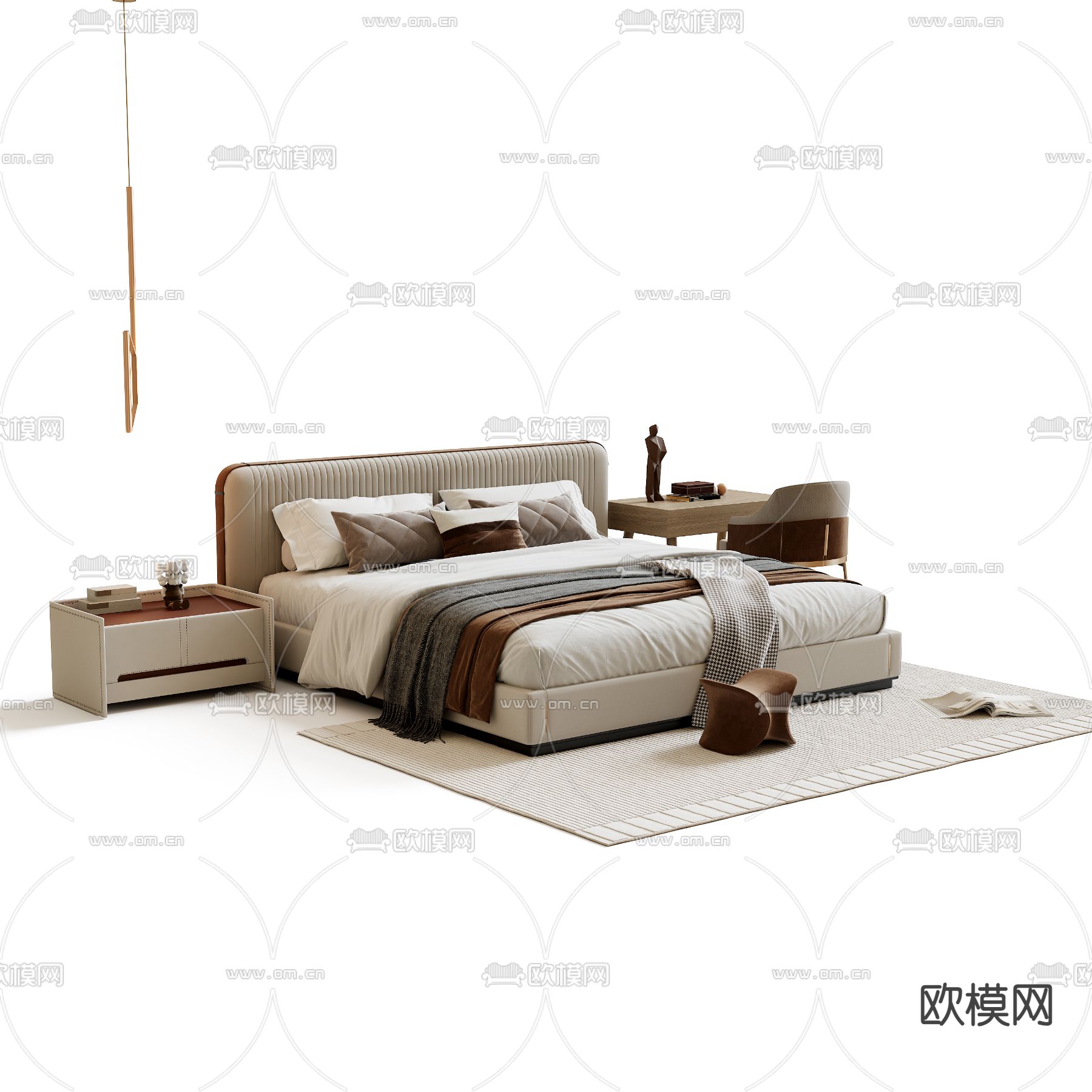 双人床3d模型下载
