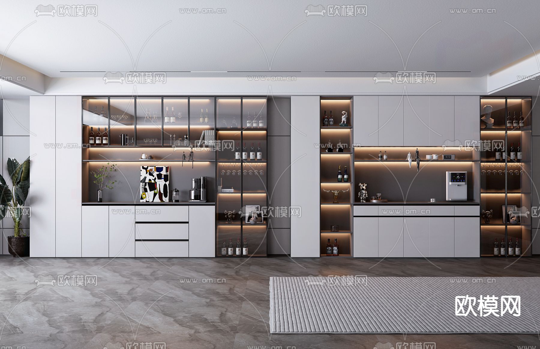 现代酒柜 餐边柜3d模型下载