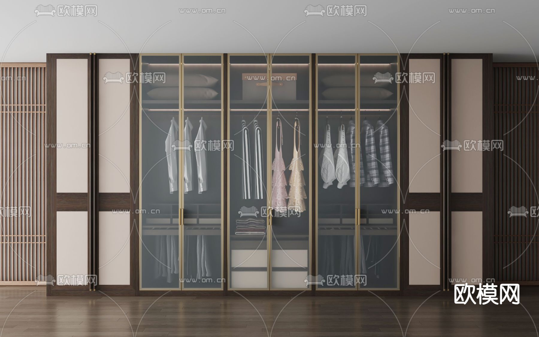 新中式衣柜 衣橱3d模型下载