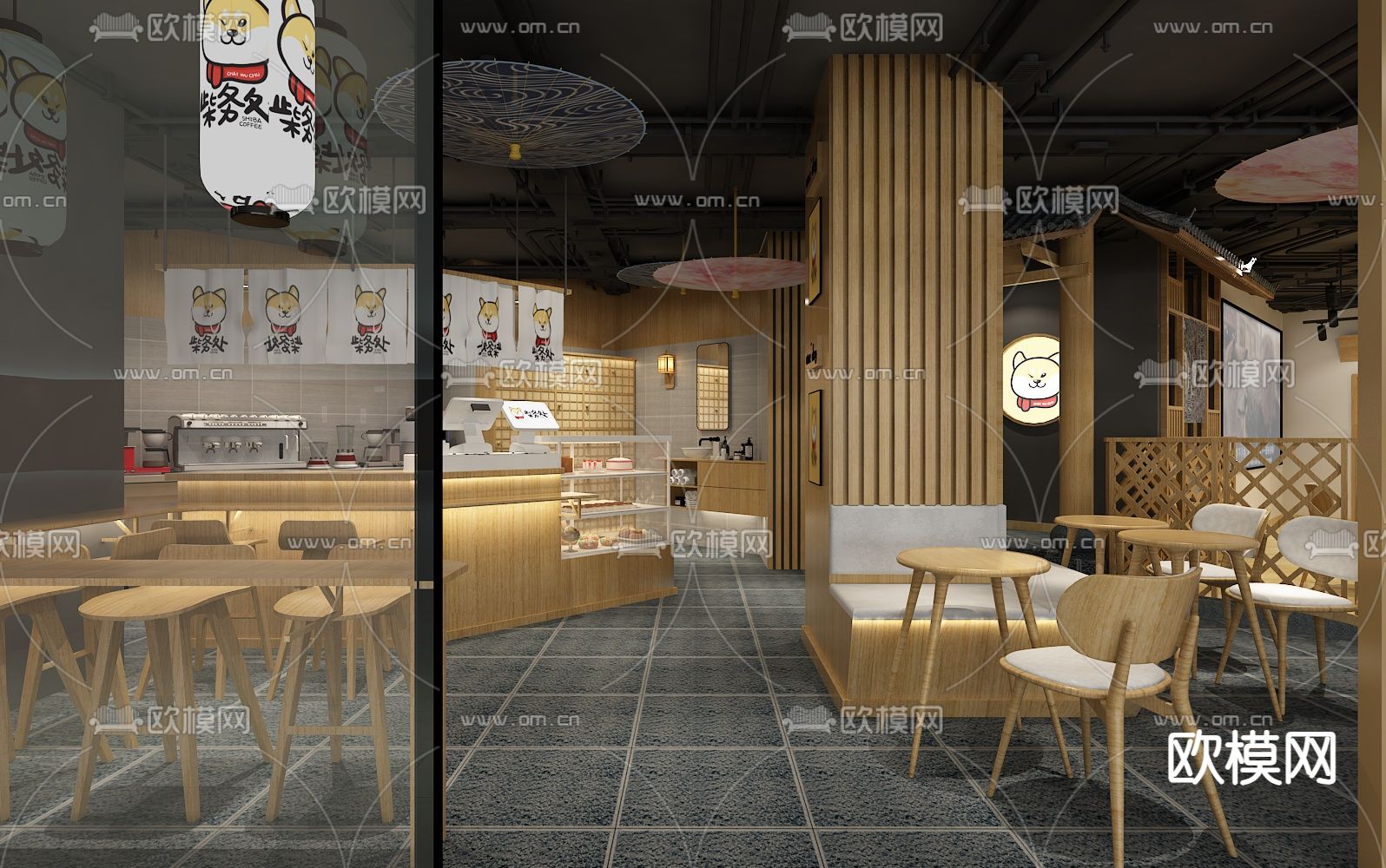 日式咖啡厅免费3d模型下载（渲染图1）
