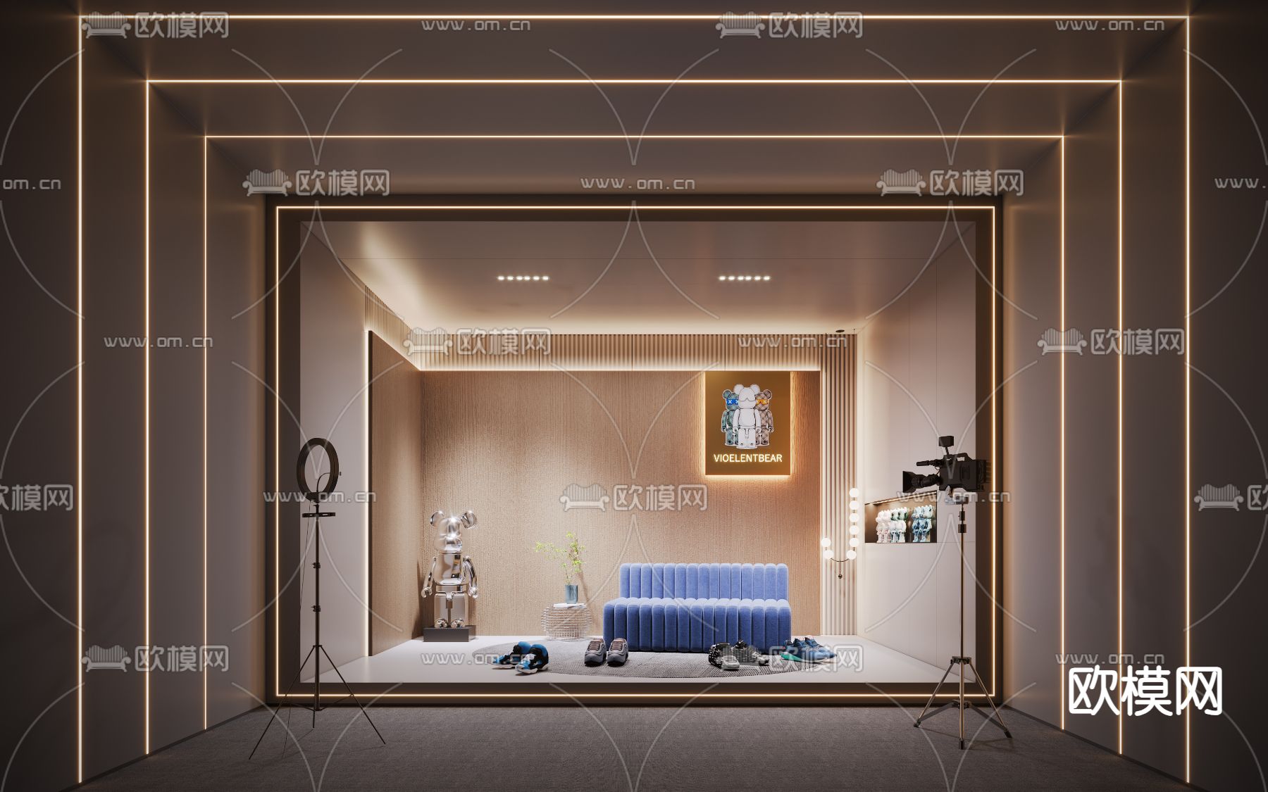 网红直播间3d模型下载