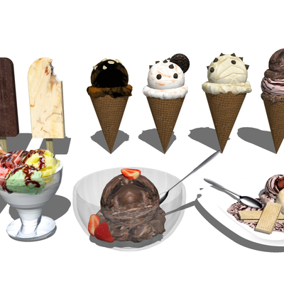  冰淇凌 雪糕su模型 