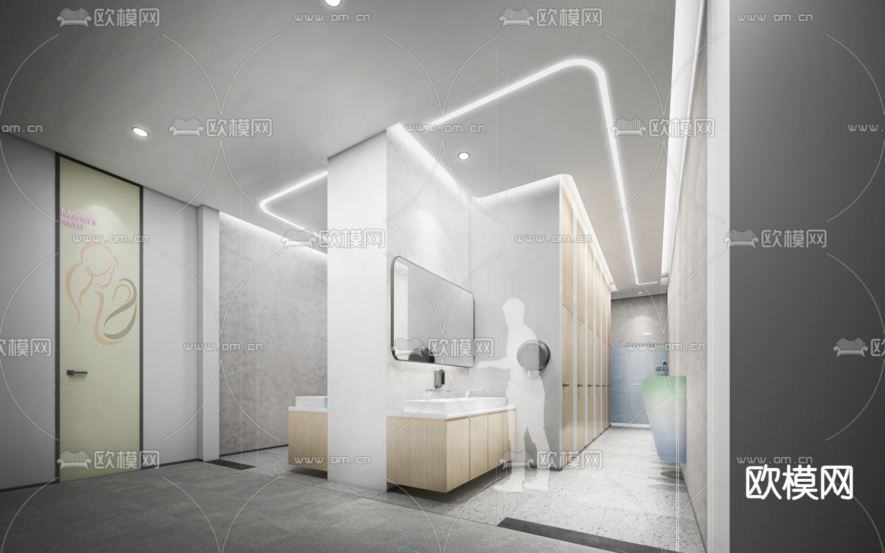 现代公共卫生间3d模型下载